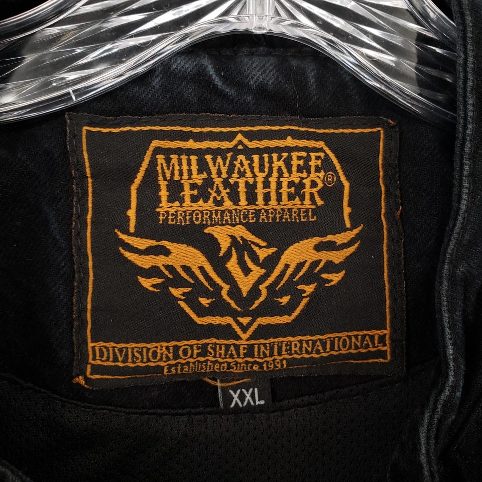 Milwaukee Leather Vest Mens 2XL XXL Black Sleeveless Snap Motorcycle Denim - Image 4 of 4