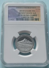 2010 S Washington U.S. Proof Quarter, Mount Hood, Oregon, ATB Coin, NGC PF70 UC