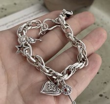 100% Solid 925 Sterling Silver Heart Bracelet Women Men Handmade Vintage Gift