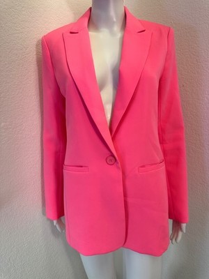 Women s Sz Small Endless Rose Neon Pink Longline Blazer Barbie Office Corpcore
