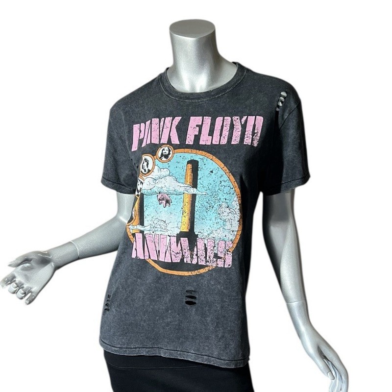 PINK FLOYD Animals Band Tee Distressed Crew Neck Grey Women’s SMALL