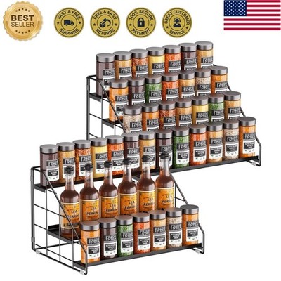 Sturdy 4-Tier Adjustable Spice Rack Organizer - 2 Pack for Kitchen Countertop
