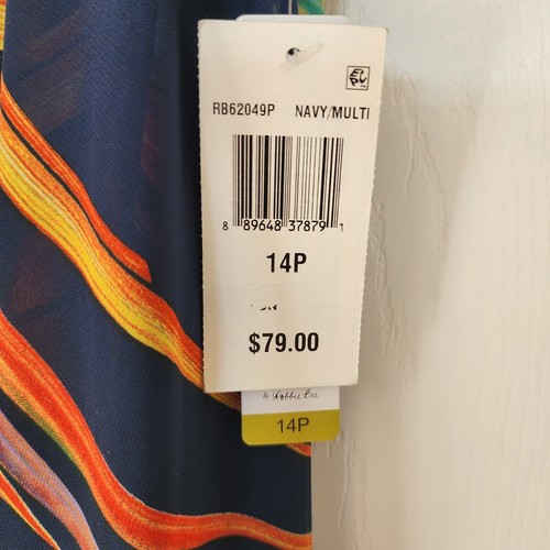 NWT $79 Signature By Robbyie Bee 14P Sleeveless Midi Dress Floral Navy - Picture 5 of 10