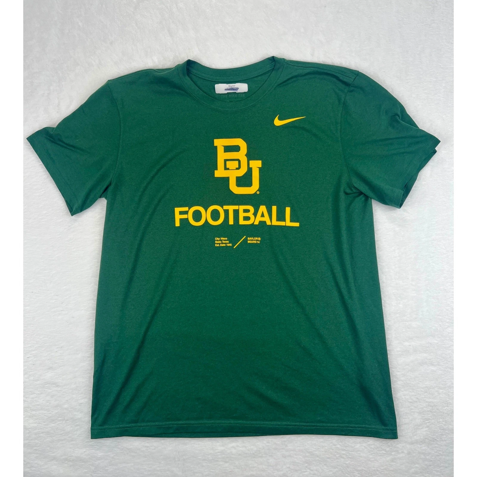 Nike Baylor Bears Football Green T Shirt Sz L Men's Team Issue "Drew Painter"
