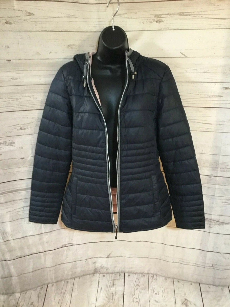 The Outerwear C&A Women's Jacket Hooded Zipper Front Navy Size 38