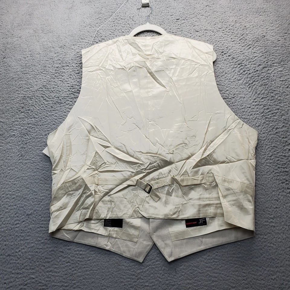 J. Ferrar Vest Men 2XL Tan Solid Four Way Stretch Slim V Neck Button Belted Back - Image 2 of 4