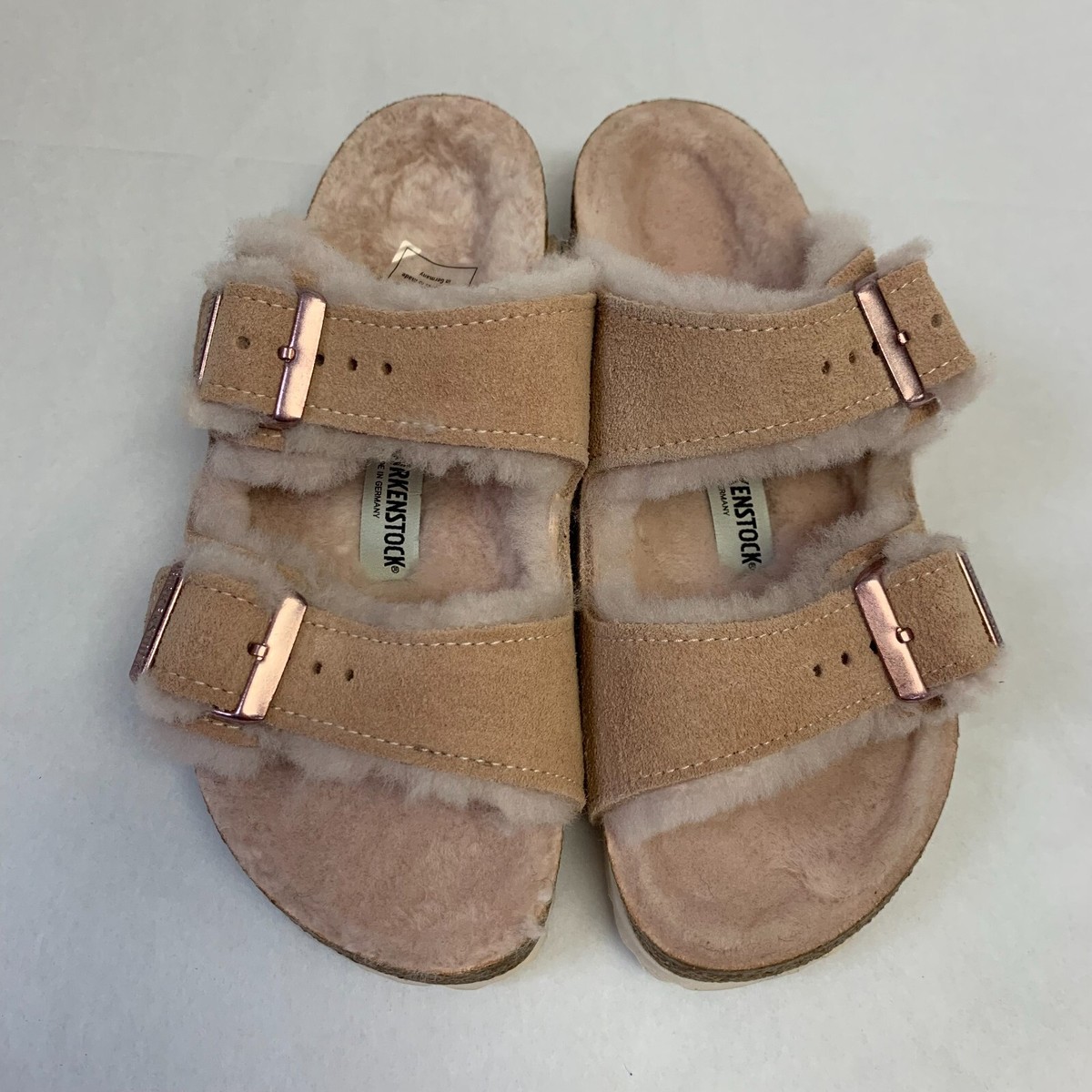 Birkenstock New w/o Box Arizona Shearling Light Rose Suede Narrow