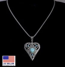 NEW Boho Turquoise Retro Heart Pendant Statement Fashion Necklace