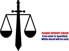 Scales of Justice Silhouette Graphic Die Cut decal sticker Car Truck Boat 7"