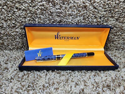 Waterman Hemisphere Fountain Pen Blue Marble & Gold Trim Medium Pt