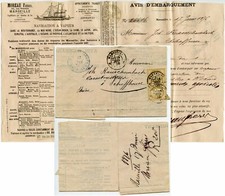 1876 ILLUSTRATED STEAM PACKET BOAT RECEIPT ADVICE NAVIGATION A VAPEUR FRANCE + S