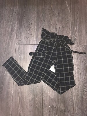 Pretty Little Thing Check Plaid Paperbag Pant Size UK - Main Image