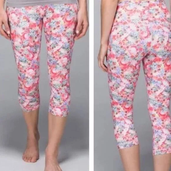 Lululemon Floral Print Crop Leggings Size 8