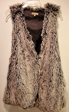 Faux Vegan Fun Fur Vest Vintage Hippy Look 30 Inches Hidden Pockets Soft Comfy