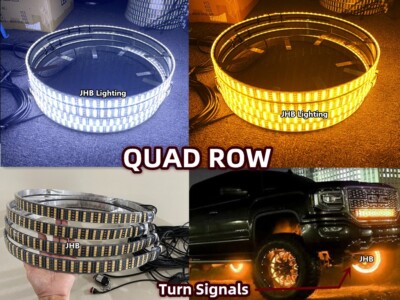 JHB 15.5''QUAD ROW AMBER WHITE Turn Signal Switchback LED Wheel Rings Lights Set