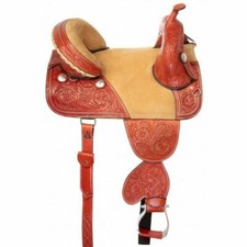 New Western Treeless Leather Horse Saddle With Tack Set