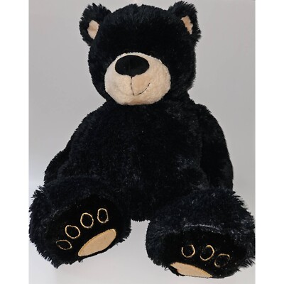 Hugfun Big Black Brown Teddy Bear Plush 15'' Sitting Grizzly Stuffed Animal Toy