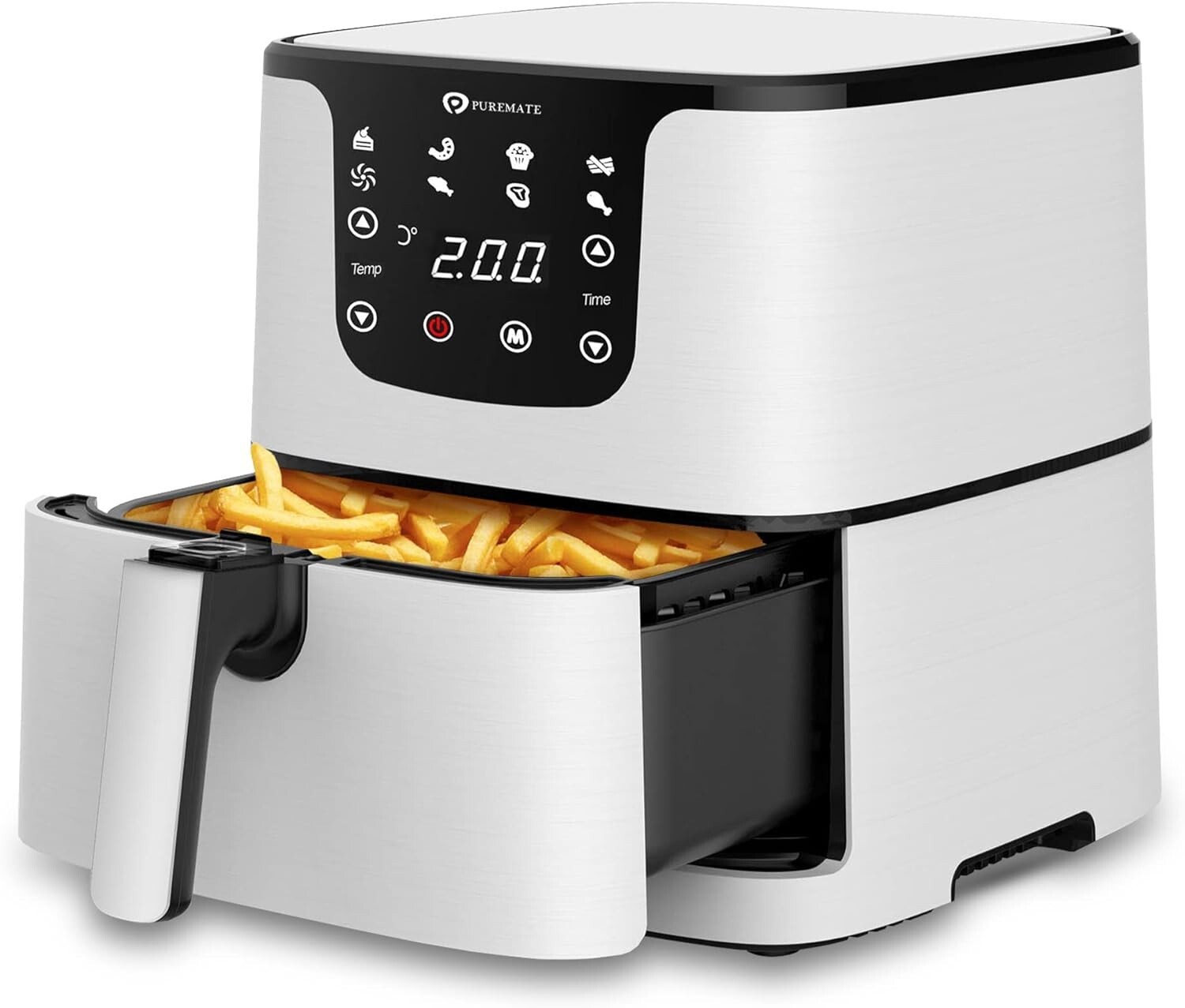 PureMate 5.5L Digital Air Fryer, Low Fat Oil Free - Timer & 7 Preset Modes 1700W