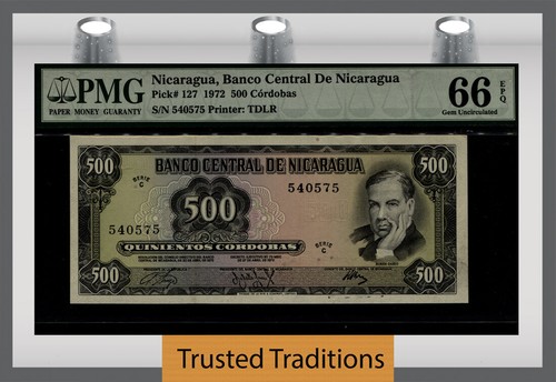 TT PK 127 1972 NICARAGUA 500 CORDOBAS PMG 66 EPQ GEM UNCIRCULATED