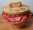 New ListingSplit Lid Lined Wooden Barrel Sewing Basket Beehive and Birdhouses