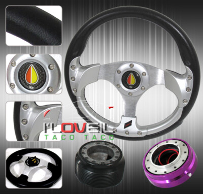 320mm Accord Prelude Street Racer Steering Wheel + Quick Release Purple+Hub