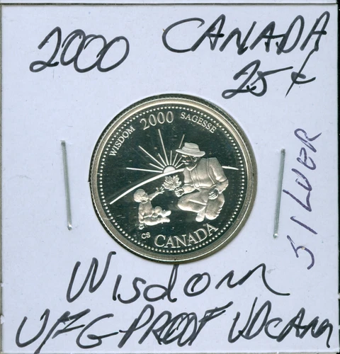 2000 CANADA WISDOM SILVER 25 CENTS ULTRA HEAVY CAMEO FINEST