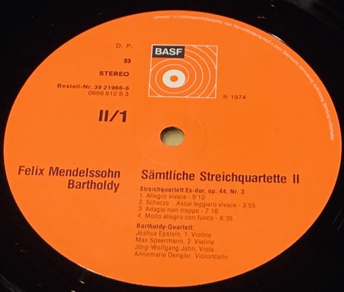 Mendelssohn Complete String Quartets Vol.2 BARTHOLDY QUARTET Orig BASF 2 LP NM - Picture 4 of 5