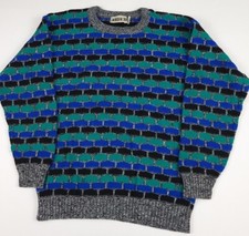 Vintage 90s Jordache Multicolor Patterned Knit Sweater Rare Unique USA Made