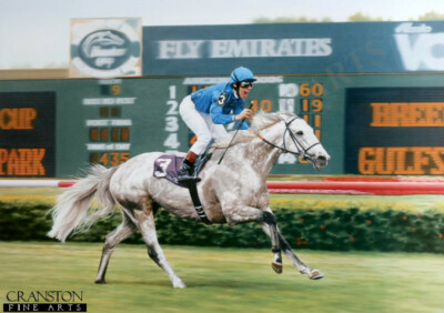 Reitsport Pferderennen Kunstdruck Jockey Frankie Dettori Daylami Breeders Cup