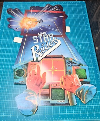 VTG NOS 1982 Die Cut-Double Sided Star Raiders Atari Poster Hangable Artfaire