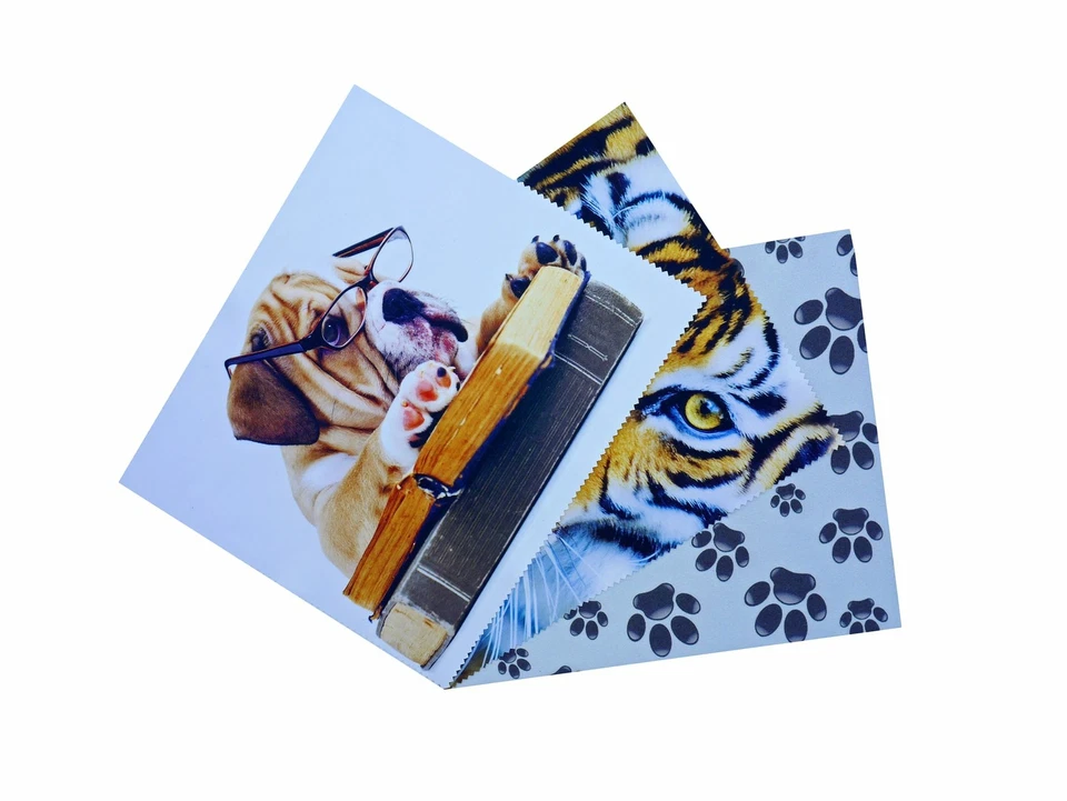GOOPTICIANS Paw Tiger Dog Microfiber Glasses Phone Lens Screen Cleaning Cloths X3 Microfibre