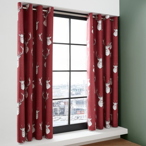 Catherine Lansfield Munro Stag Check Reversible Duvet Cover Bedding Set Red - Picture 37 of 41