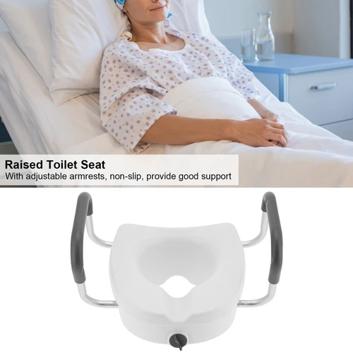 Adjustable Raised Toilet Seat Elevated Toilet Seat Riser with Handles Height - Picture 3 of 15