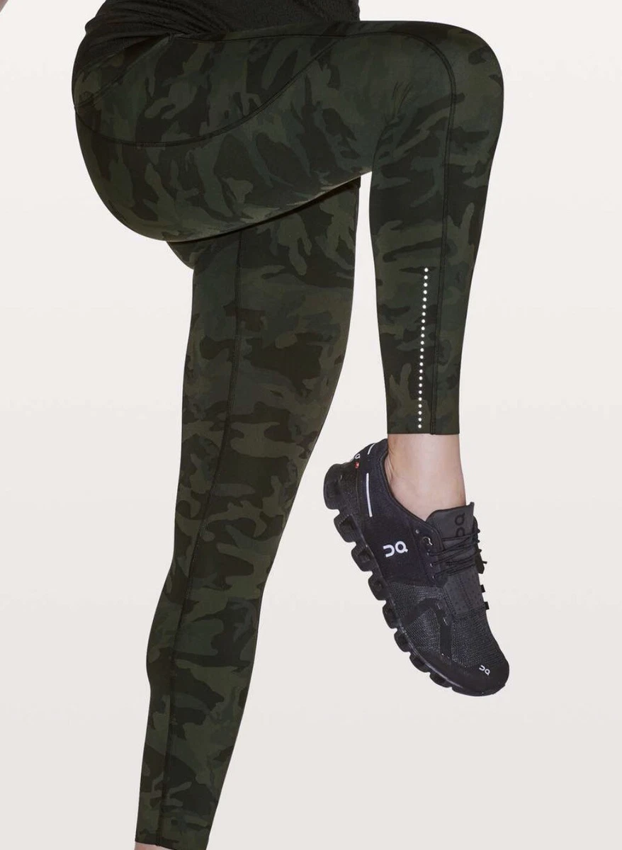 Lululemon FAST & FREE TIGHT II Nulux *25 Incognito Camo Multi Gator Green  sz 4