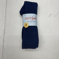 Cat Jack Navy Blue Knee High Socks Youth Kids Large 3-10 New