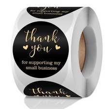Thank You for Supporting My Small Business Stickers, 2 2 Inch Diameter, Black