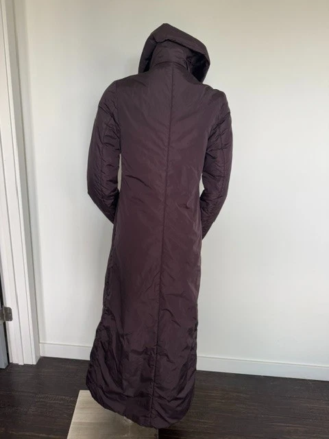 Morgane Le Fay Liliana Casabal Maxi Padded Puffer Coat Funnel Collar Plum S - Image 3 of 4