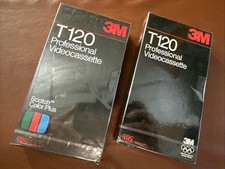 TWO - 3M Professional Videocassette New Sealed 2 Hour T-120 VHS Blank Tape