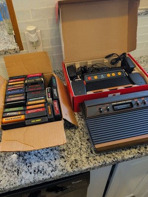 Atari 2600 Console Bundle w/ Games, Controllers, AC Adapter, Frogger, Mario Bros