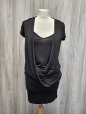 Calvin Klein Black Sheer Short Party Dress Drap Layered Detail Size 8. PP