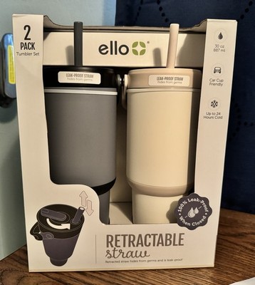 Ello Oasis Go 30oz Leak-Proof Stainless Steel Tumbler, 2 Pack.