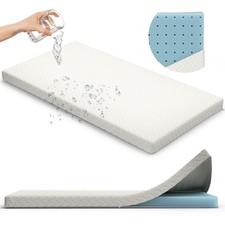 2 Crib Mattress Topper Memory Foam - Waterproof Breathable Soft Washable Cov...