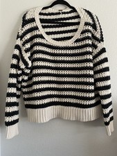 Free People Sweater Cotton Striped Oversized Slouchy Boho M/L