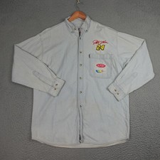Vintage Jeff Gordon Dupont Denim Shirt Mens Large Blue NASCAR Racing 24 2000s