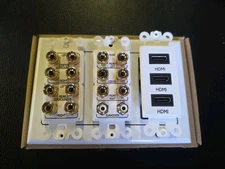 Fosmon 3Gang 7.2 Surround Sound 7 Pair Gold Binding Post Distribution Wall Plate