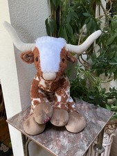 Build-A-Bear Texas Longhorn Spotted Cow Bull Plush Brown White Stuffed Animal