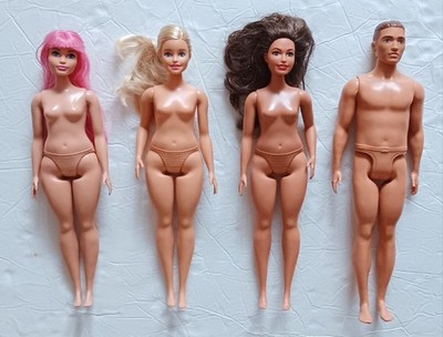 Mattel Lot of 4 Curvy Nude Body Barbie & Ken Dolls Fashionistas 2010s