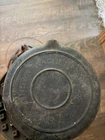 Antique Wagner Sidney-O Mini Cast Iron Waffle Maker With Base and Handle