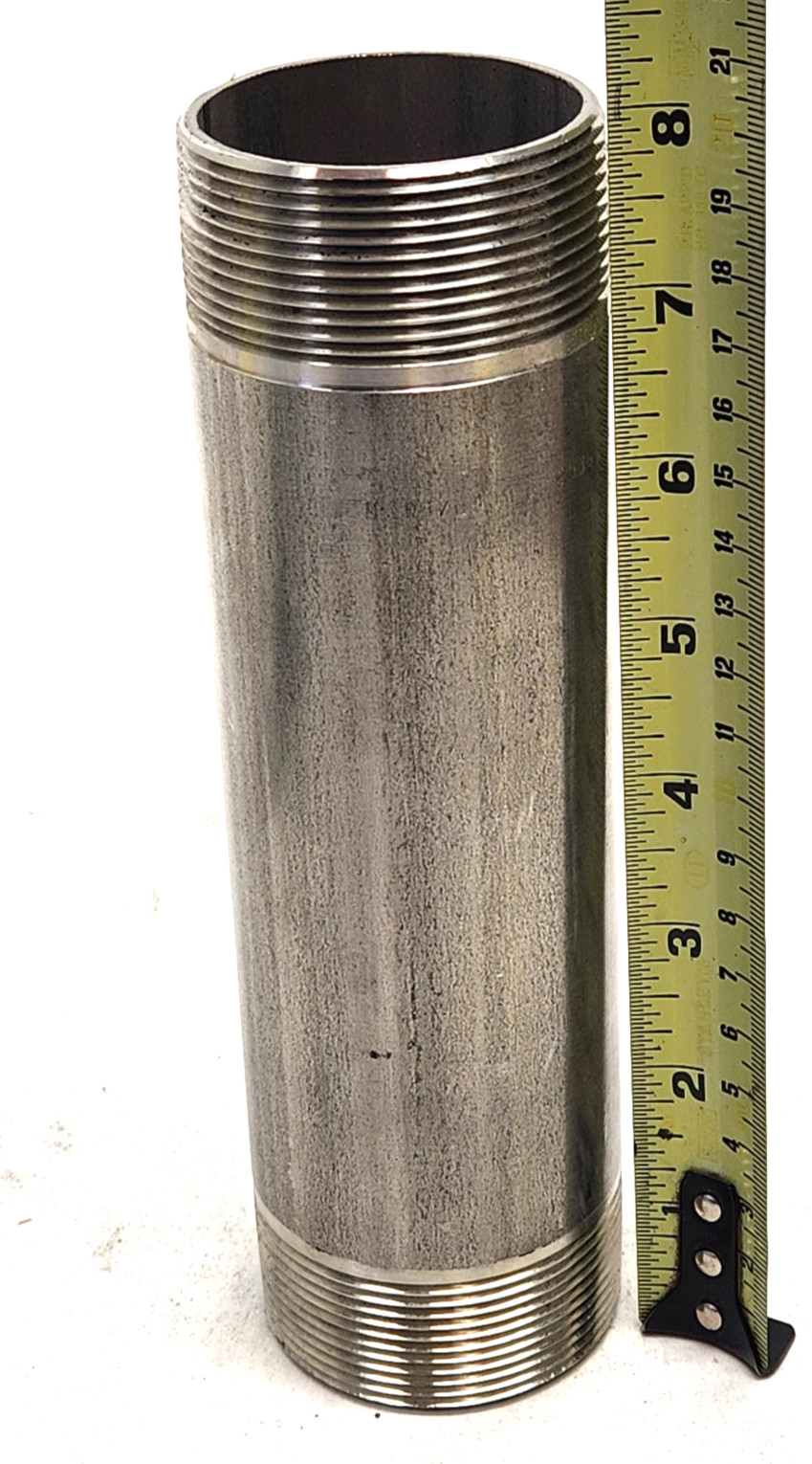 New - Pipe Nipple Thread End 304 Stainless Steel 2" x 8" Long Schedule 40
