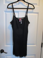 ADORE ME BLACK KNIT-FRONT LACE-BACK SLIP CHEMISE DRESS SIZE MEDIUM NEW
